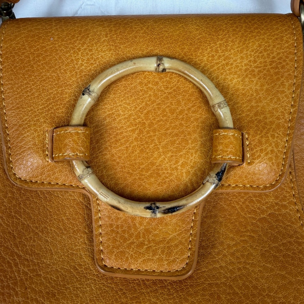 Free People Carrie Circle Mustard Shoulder Bag Bamboo Ring Boho - Picture 7 of 16